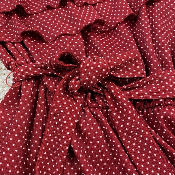 Anthropologie Maeve Rita Ruffled One Shoulder Red Polka Dot Top - Picture 7 of 10